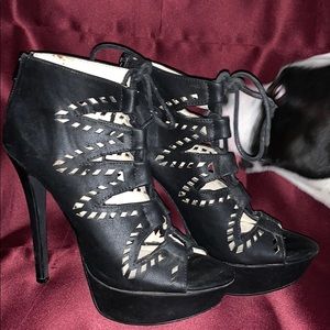 Lace Up Open Toe Bootie